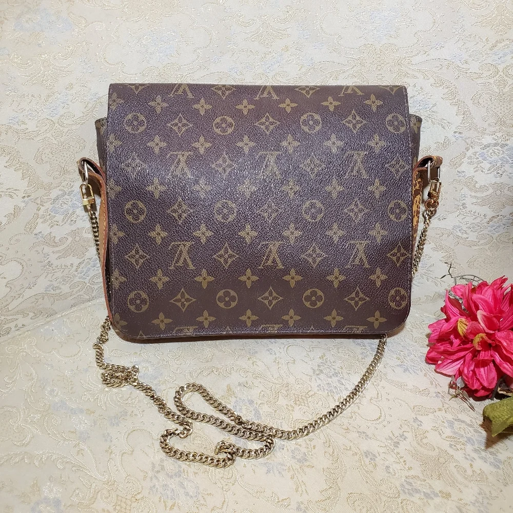 Louis Vuitton Brown Monogram Canvas Satchel with Gold Chain - Picture 2 of 8
